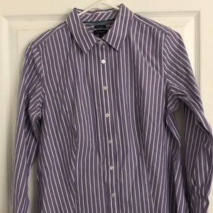 Talbots Purple &/white striped button down shirt